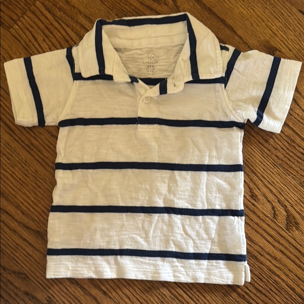 Ralph Lauren White and Blue Striped Polo Shirt